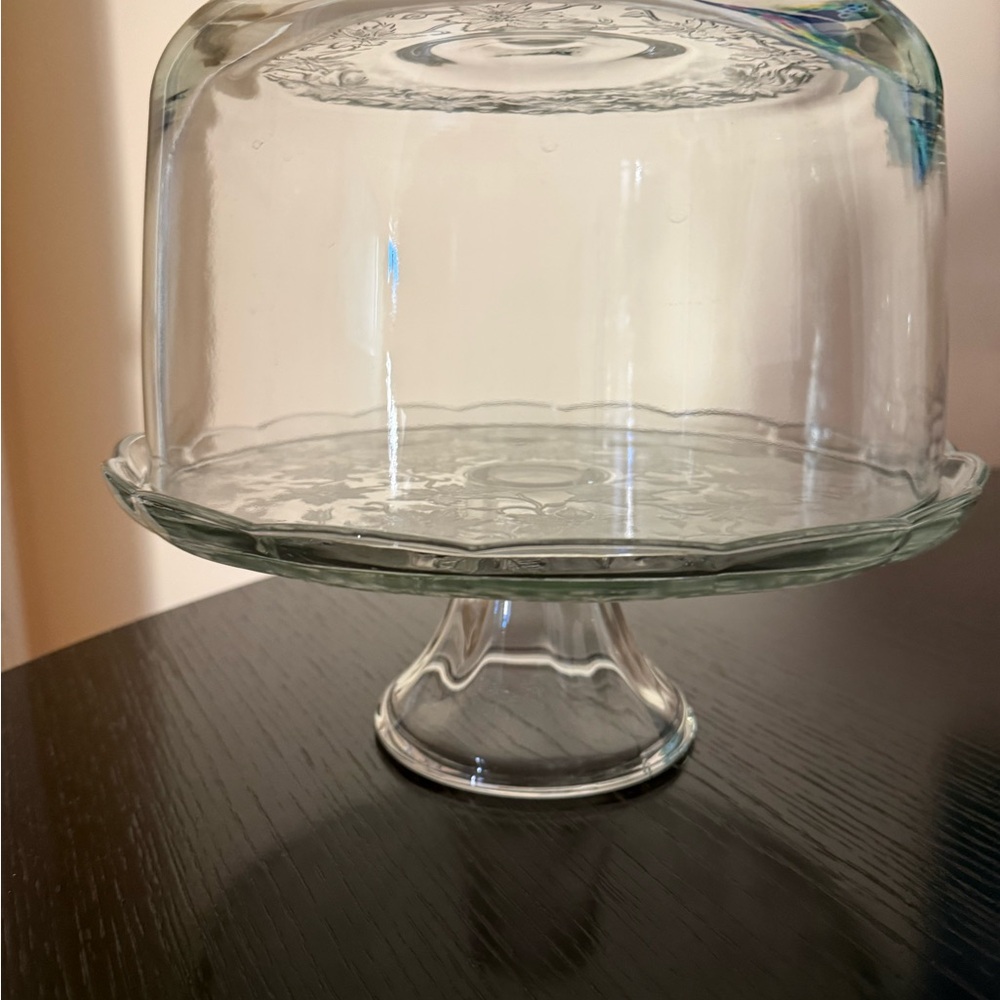 Princess House Clear Glass Cake Stand with Dome